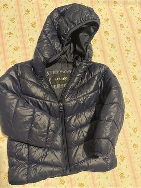 George Navy Quilted Hooded Puffer Jacket for Kids